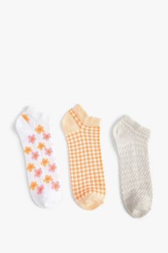 Koton Kadın 3'lü Patik Çorap Paketi Çok Renkli Çiçekli