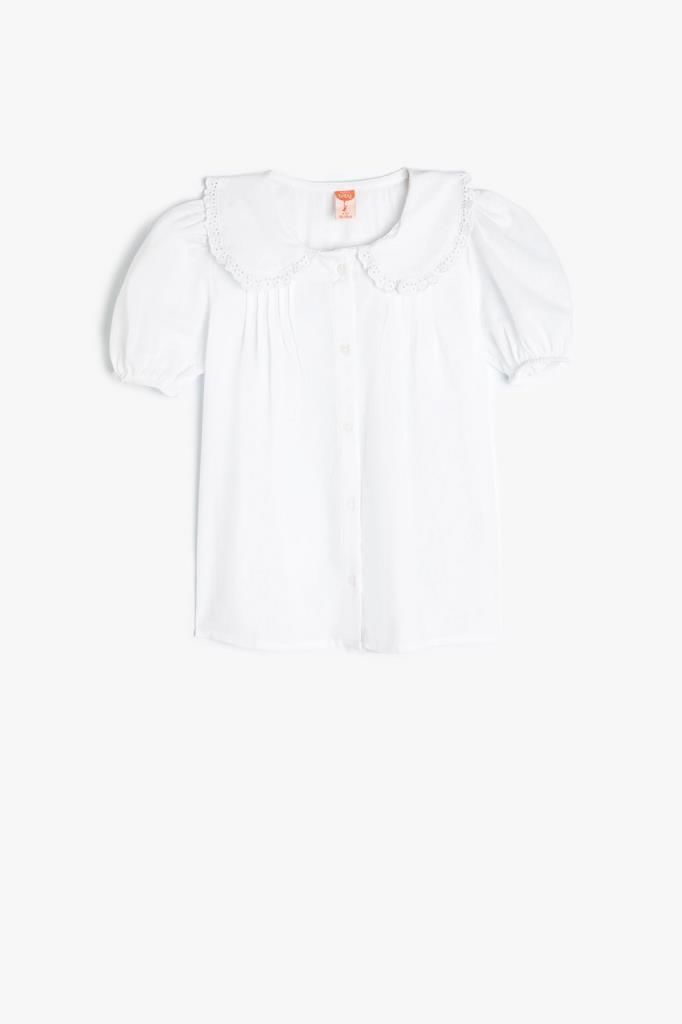 Koton Kız Bebek Bebe Yaka Gömlek Kısa Kollu Pamuklu