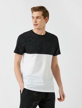 Koton Erkek Slim Fit Renk Bloklu Tişört