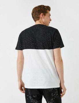 Koton Erkek Slim Fit Renk Bloklu Tişört