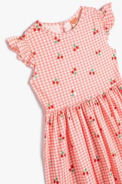 Koton Kız Bebek Elbise Kolsuz Fırfırlı Kiraz Baskılı