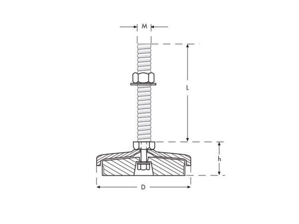 Krom Tezgah Tamponu M16x100 Çap60