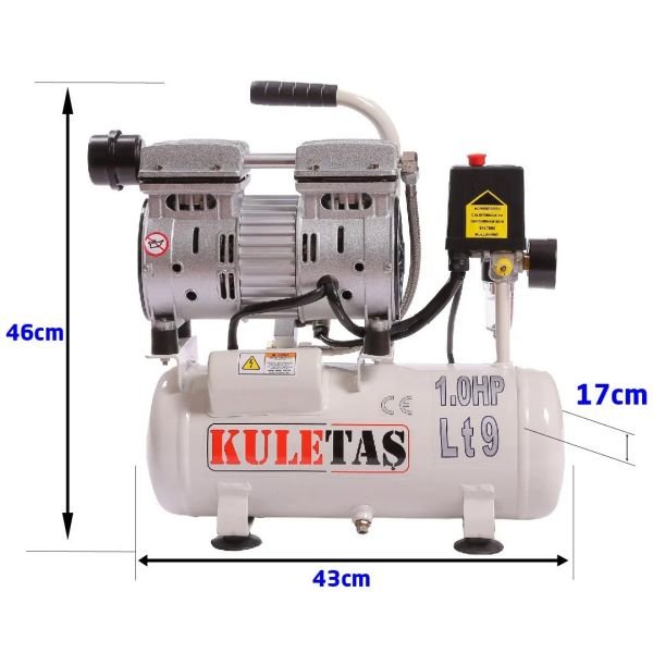 KULETAŞ SESSİZ HAVA KOMPRESÖRÜ 9  LİTRE 1HP