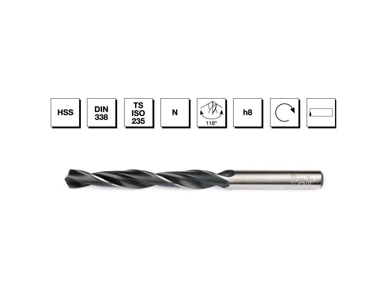 HSS DIN 338 Silindirik Saplı Kısa Matkap Ucu 6.4 mm - HADDELİ