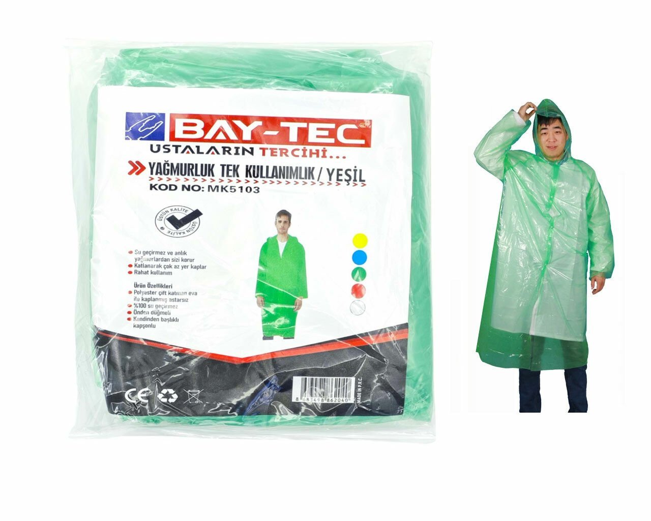 BAY-TEC MK5103 Yağmurluk Tek Kullanımlık Yeşil
