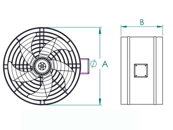 Dıştan Rotorlu Kanal Tip Aksiyel Fan DRPKT-300