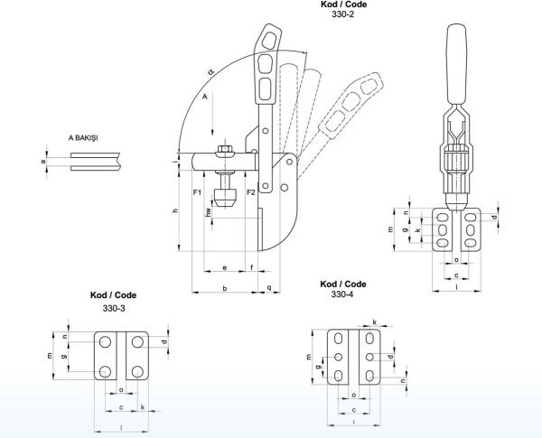 330-2 Dikey Pozisyon Yan Tabanlı Klamp