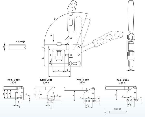 320-4 Dikey Pozisyon Dik Tabanlı Klamp