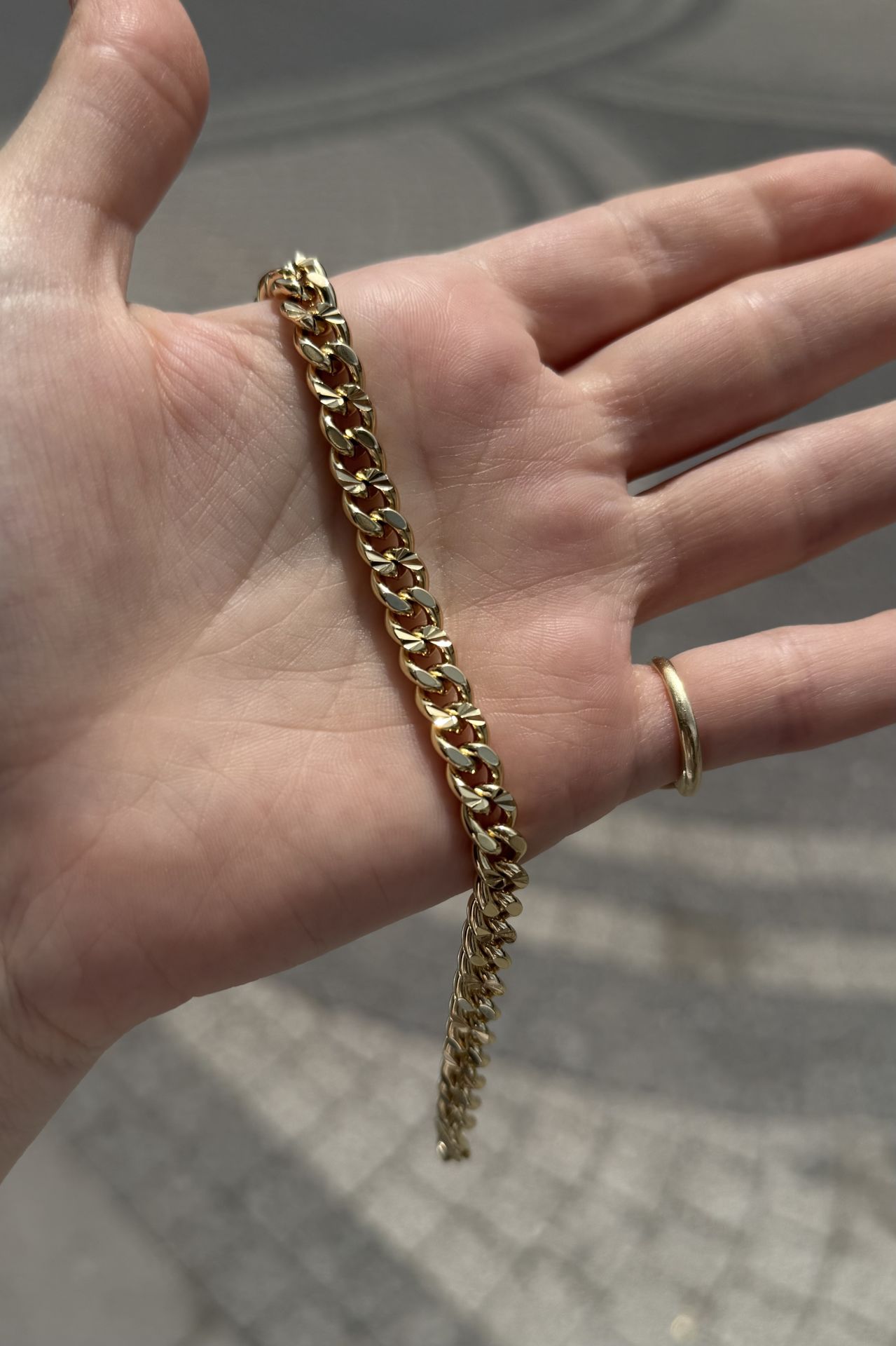 VIP Elmas Kesimli Yassı Zincir Bileklik 20 cm 14K