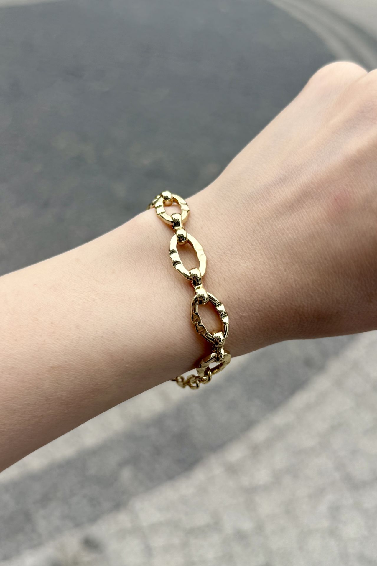 VIP Ezmeli Oval Halka Zincir Model Bileklik 20 cm 14K