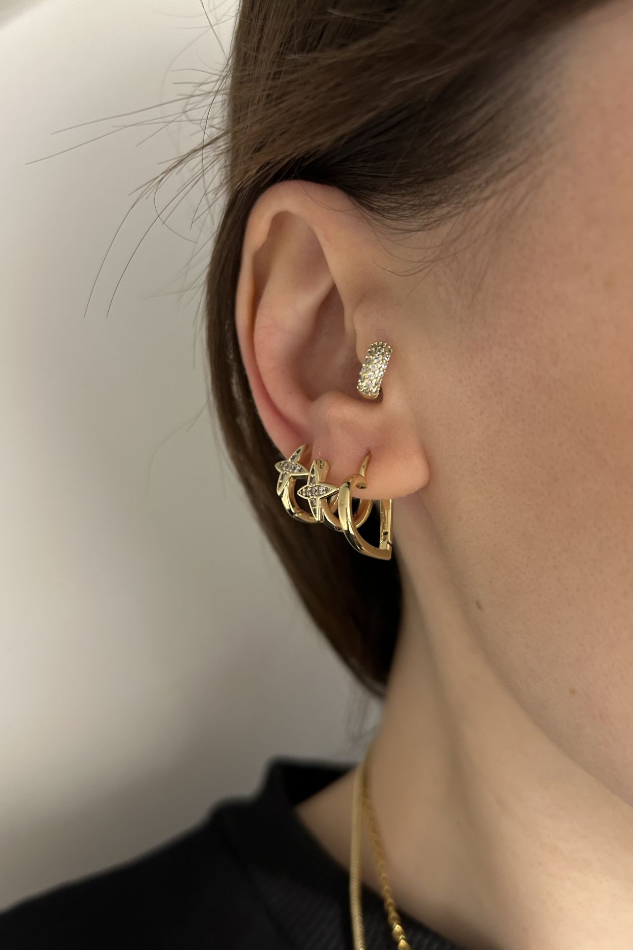 VIP 3 Boyutlu Kalp Halka Küpe 14K