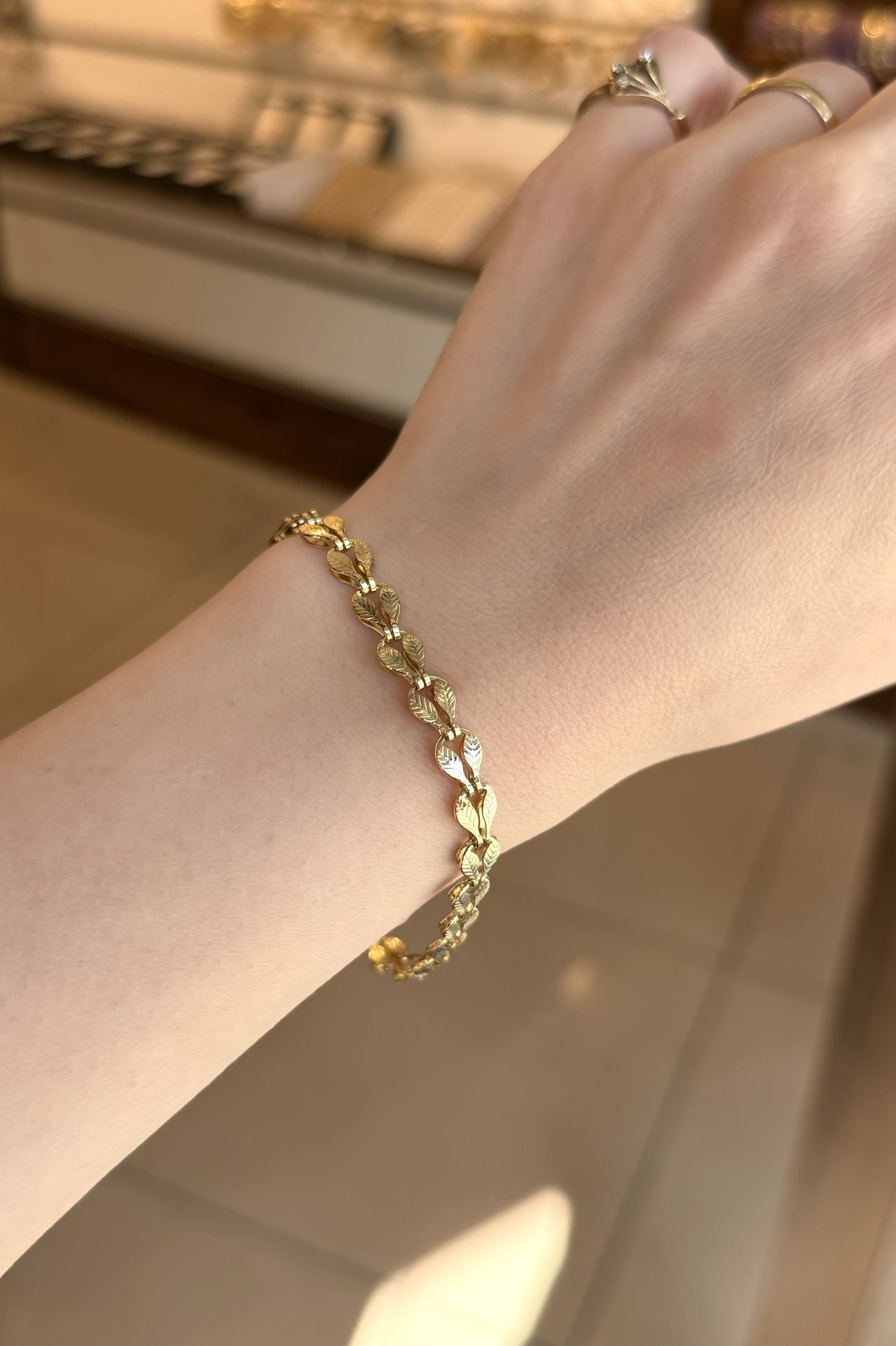 VIP Yaprak Model Zincir Bileklik 18 cm 14K