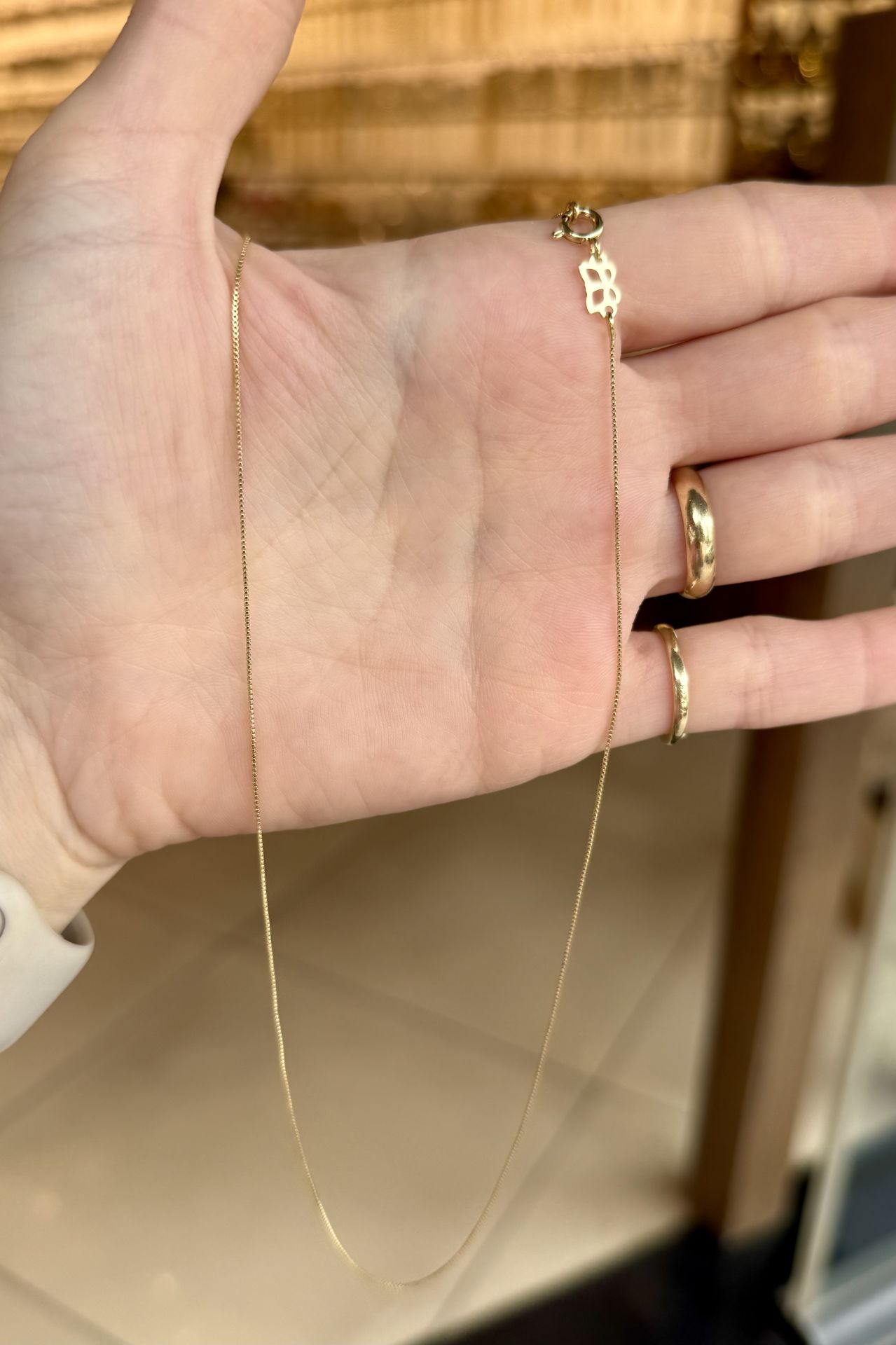 VIP Kelebek Detaylı İnce Kutu Zincir Kolye 45 cm 14K