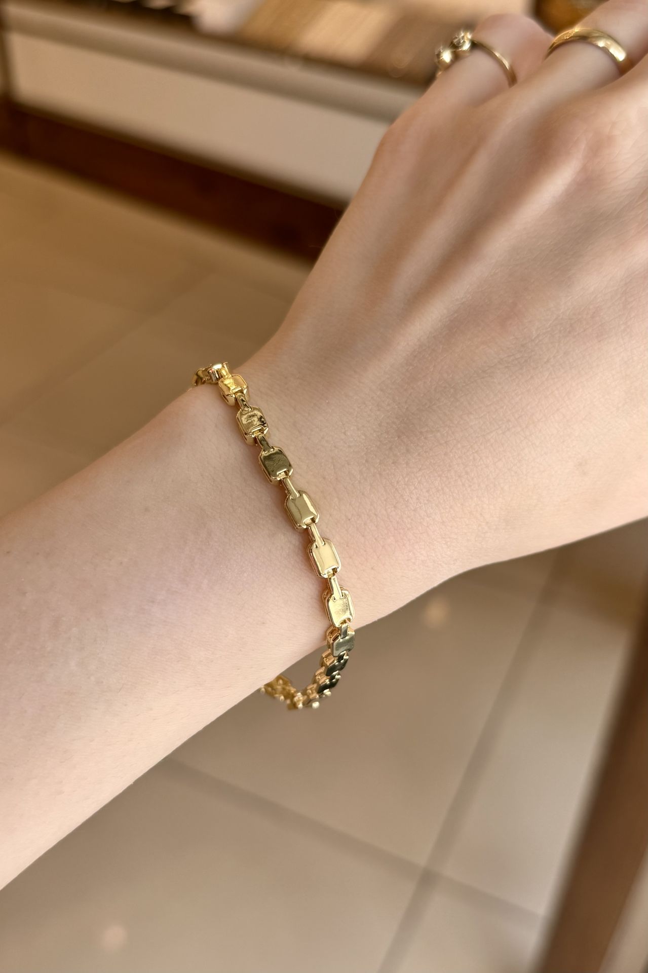 VIP Aralıklı Petek Model Bileklik 14K 17 + 2 cm