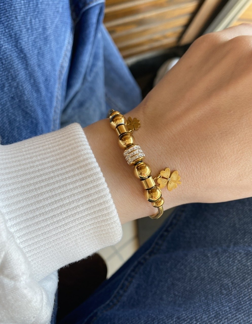 Çelik Yoncalı Pandora Model Charm Bileklik