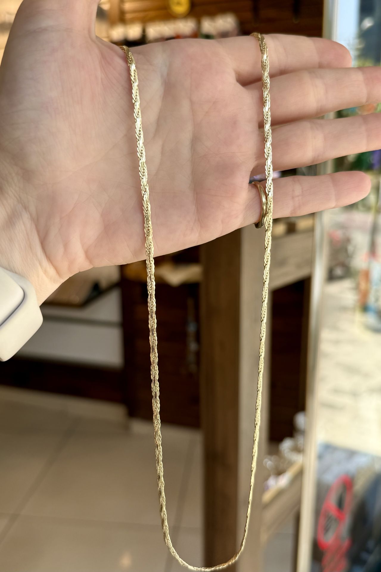 VIP Yassı Örgü Zincir Kolye 60 cm 14K