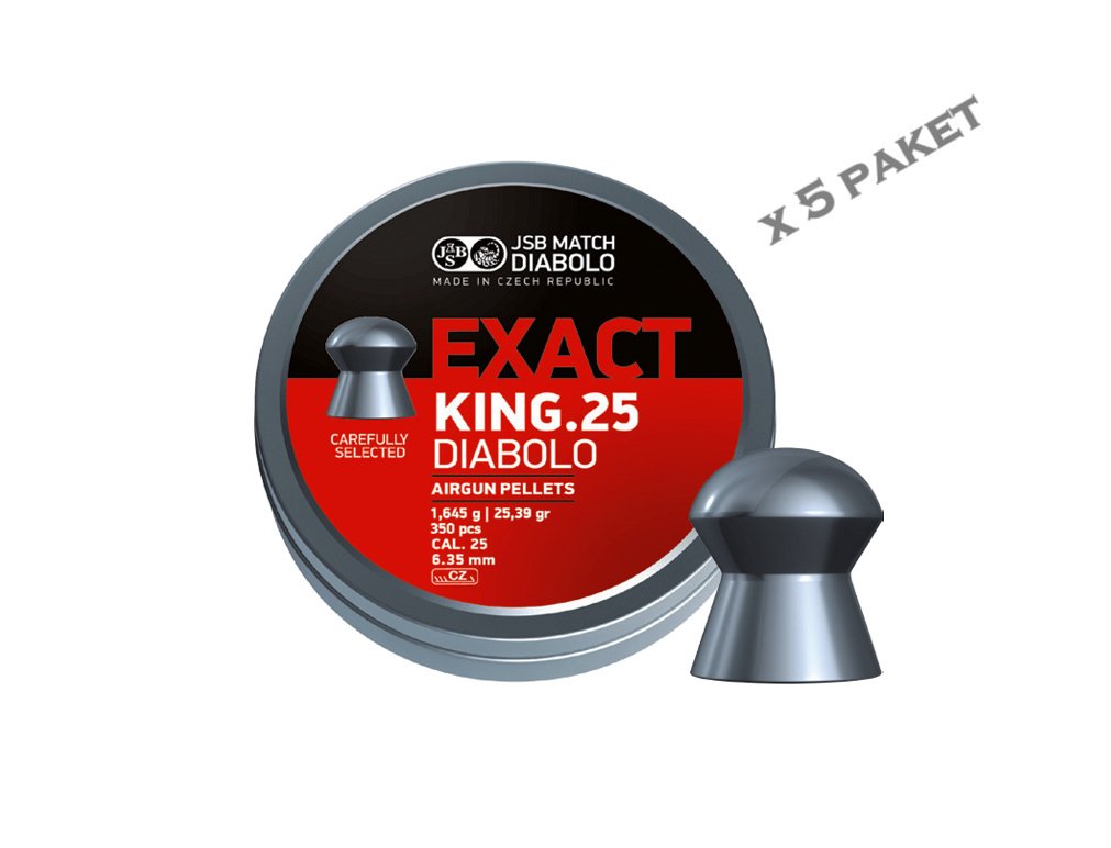 JSB Exact King 6.35 mm Havalı Saçma (25,39 Grain - 5 Paket - 1750 Adet)