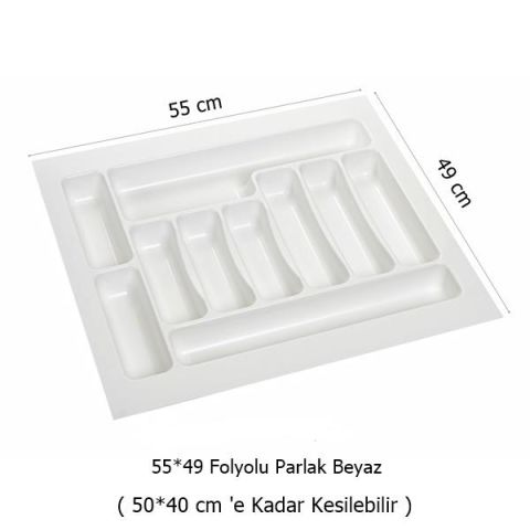 2 Adet Çekmece İçi Kaşıklık 55 x 49 cm Beyaz  Mutfak Çekmece Düzenleyici