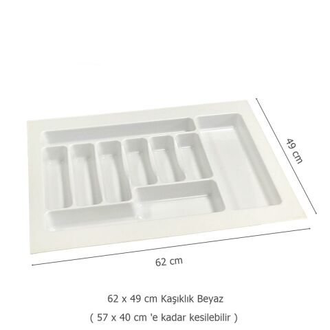 2 Adet Çekmece İçi Kaşıklık 62 x 49 cm Beyaz Mutfak Çekmece Düzenleyici