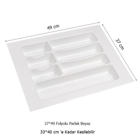 2 Adet Çekmece İçi Kaşıklık 37 x 49 cm Beyaz Mutfak Çekmece Düzenleyici