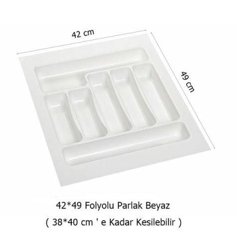 2 Adet Çekmece İçi Kaşıklık 42 x 49 cm Beyaz Mutfak Çekmece Düzenleyici