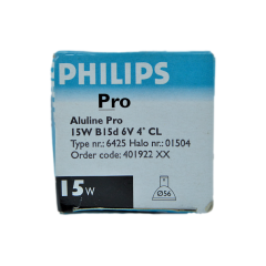 Philips 15W 6V 2800K 4° BA15D Şeffaf Cam Halojen Çanak Ampul