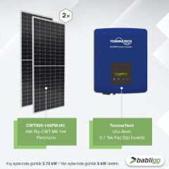 0.7 kWe / 0.91 kWp ON-GRID Monofaze Solar Paket Sistem