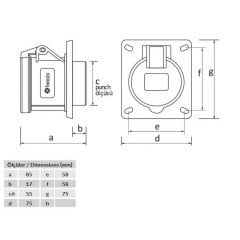 Bemis CEE NORM 5/32A.Düz Makine Priz BC1-3505-2413