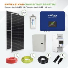 8 kWe / 9.1 kWp ON-GRID Trifaze Solar Paket Sistem
