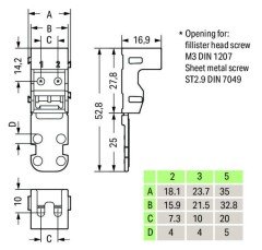 221-505/000-004 Montaj taşıyıcısı; 5 iletkenli klemensler için