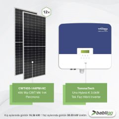 3 kWe / 5.46 kWp Hybrid Monofaze Solar Paket Sistem - LifePo4 Akü Kapasitesi 17,4 kWh