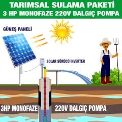 3HP MONOFAZE 220V  DALGIÇ POMPA - TARIMSAL SULAMA SİSTEMİ