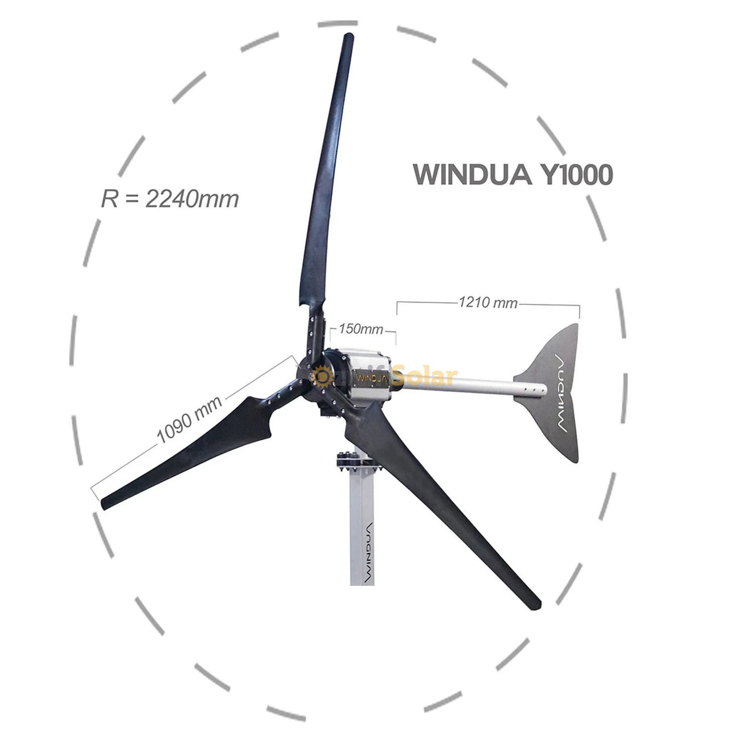 Windua Y2000 2 KW Rüzgar Türbini 12/24/48 Volt Yatay Eksen