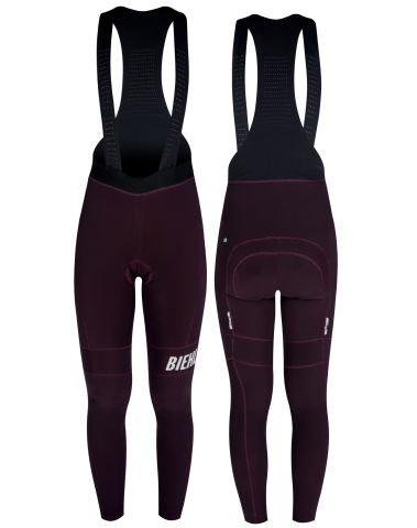 Women Thermal Rain Bib Tights Dark Berry