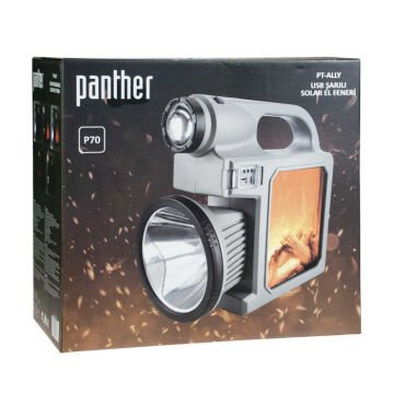 Panther LED El Feneri 5000 Lümen USB Sarjlı Solar Fener PT-Ally