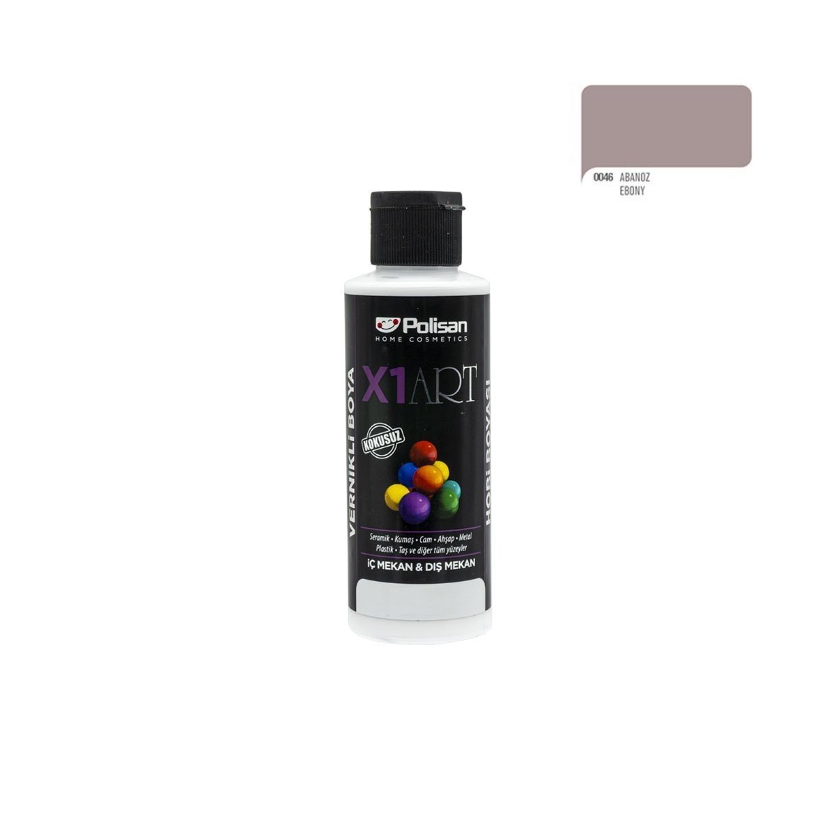 Polisan X1ART Vernikli Hobi Boyası 120ml - Abanoz