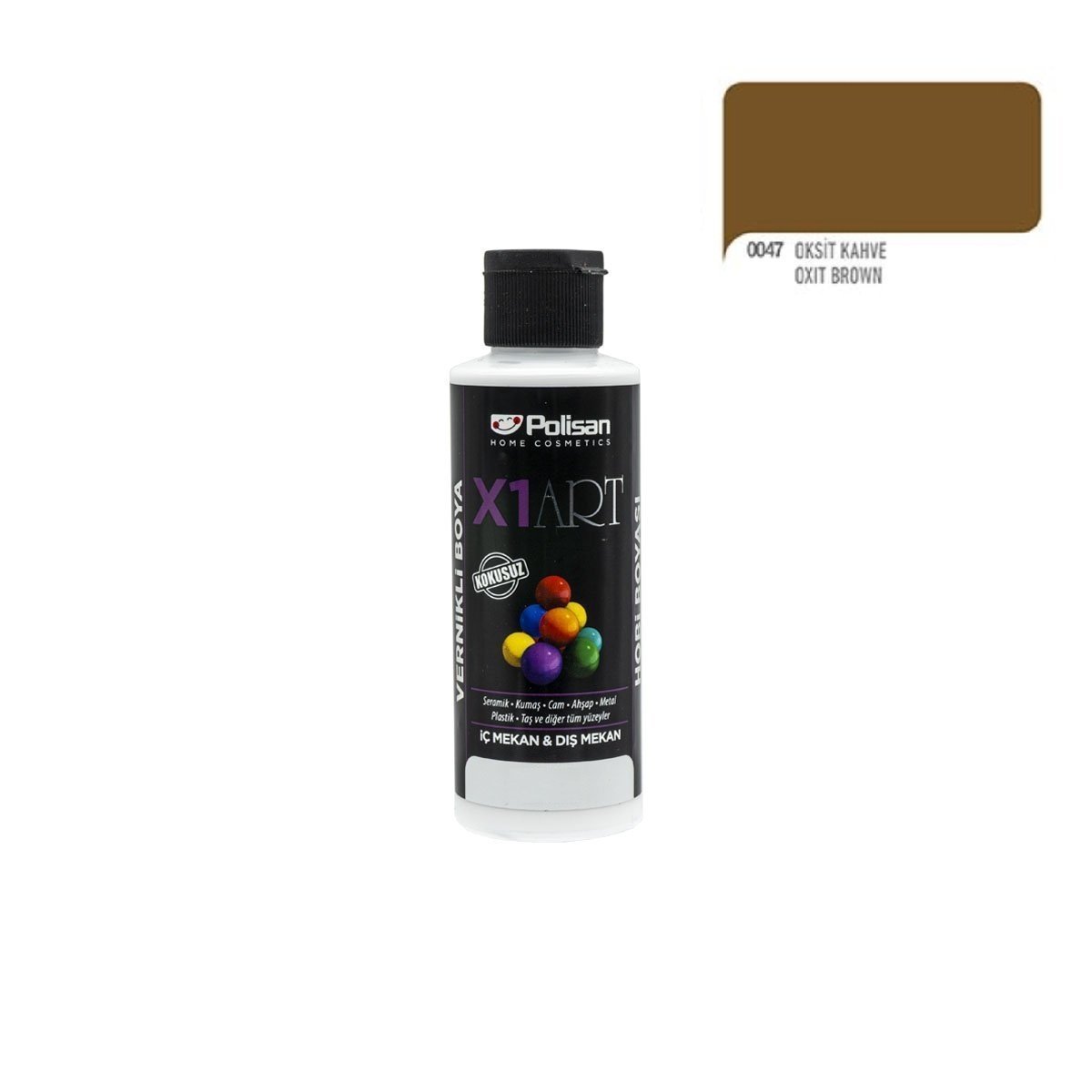 Polisan X1ART Vernikli Hobi Boyası 120ml - Oksit Kahve