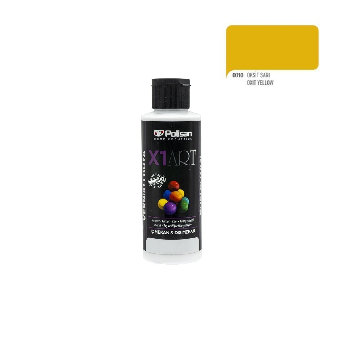 Polisan X1ART Vernikli Hobi Boyası 120ml - Oksit Sarı