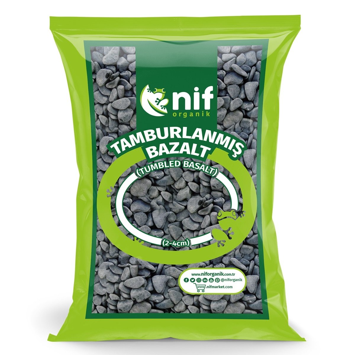 Nif Organik Tamburlanmış Bazalt 1-2 cm 10 Kg  - Dekoratif ve Doğal