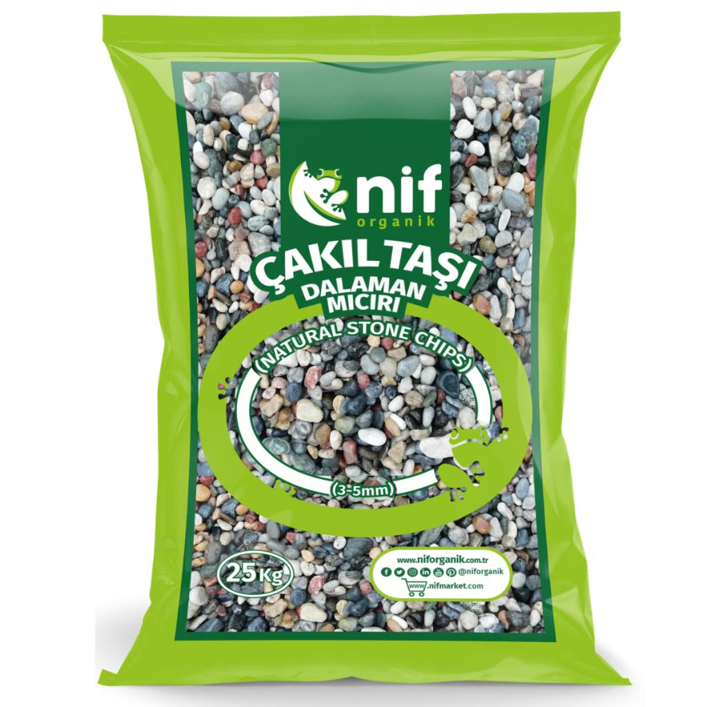 Mıcır-Çakıl Taşı - Nif Organik Doğal Taş - Dalaman 3-5 mm 20 Kg