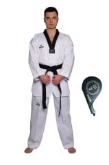 Daedo Taekwondo Elbisesi Siyah Yaka Raket Ellik Hediyeli