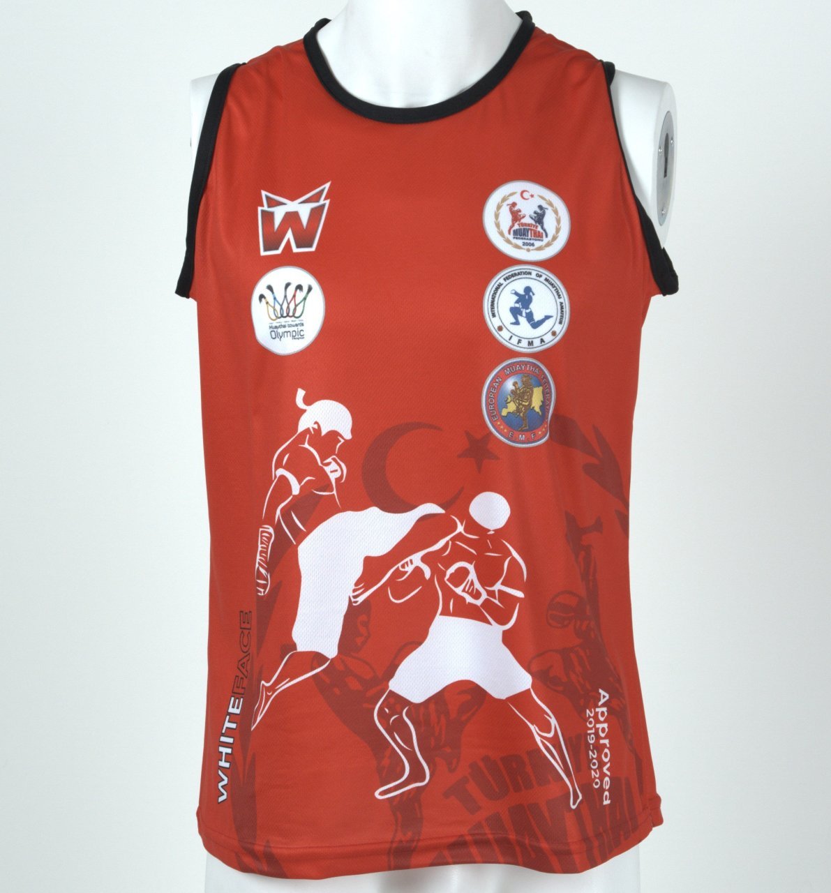 Whiteface Muay  Thai Tshirt Atlet Federasyon Onaylı Müsabaka Atleti Kırmızı