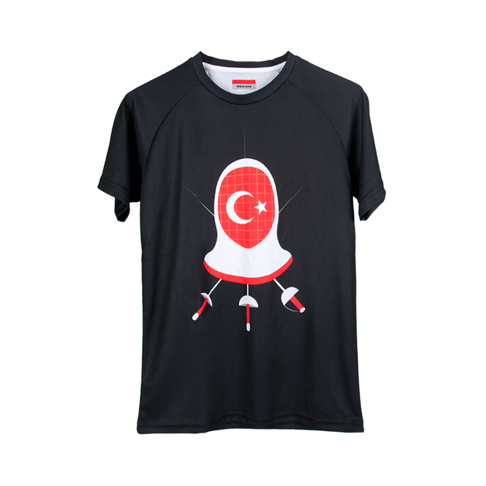 Maske Kılıç  Bayrak - Siyah Baskılı T-Shirt