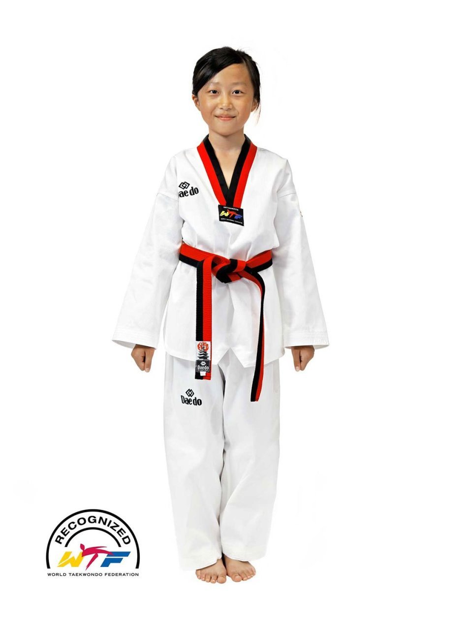 Daedo Taekwondo Elbisesi Pum Yaka (Kırmızı-Siyah)