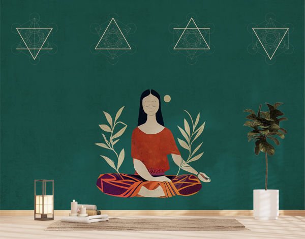 Yeşilin İçinde Meditasyon Ve Çakralar Duvar Kağıdı