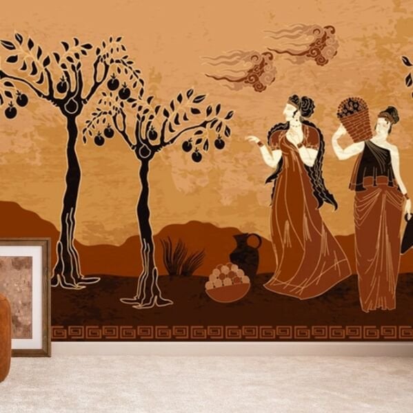 Nar Ağacı Melek Kadınlar Antik Duvar Kağıdı