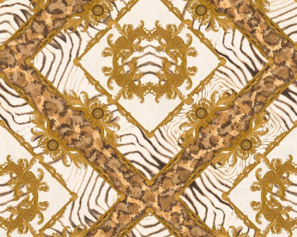 Versace Gold Bej Krem Şal Desenli Duvar Kağıdı