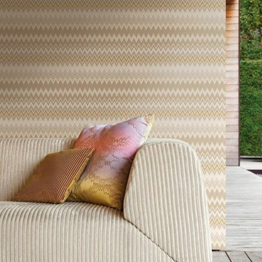 Missoni Home Zig Zag Gri Beyaz Duvar Kağıdı