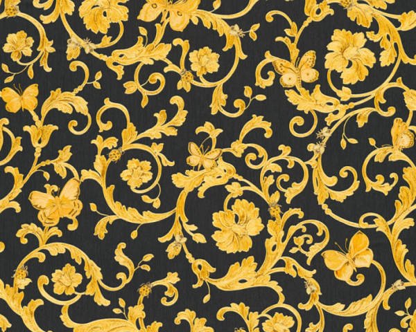 Versace IV Koleksiyonu  Barok Siyah Zeminde Gold Kağıt