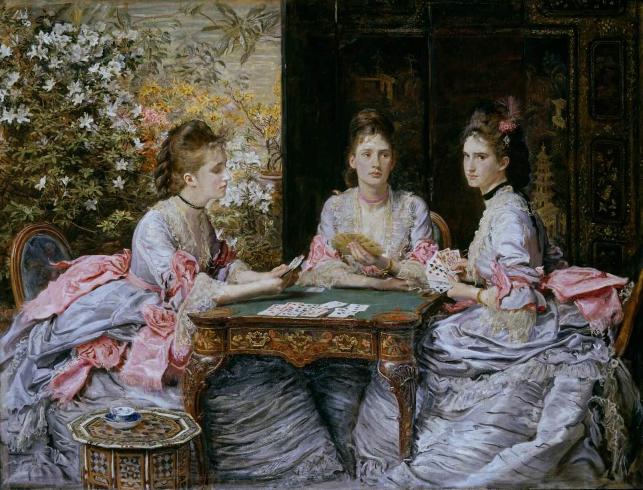 Üç Kadın Masada Oyun Oynarken Duvar Kağıdı